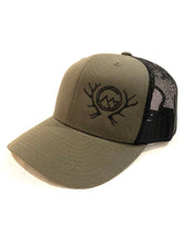 Load image into Gallery viewer, Montana’s Great Outdoors Olive Green/Black Trucker Hat