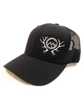 Load image into Gallery viewer, Montana’s Great Outdoors Black/White Trucker Hat